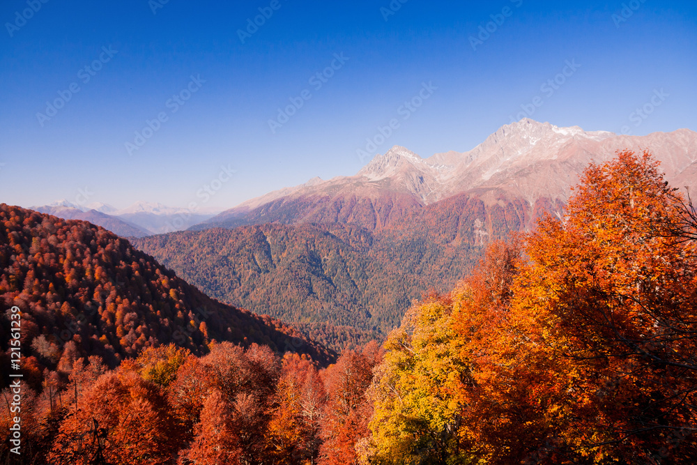 Beautiful Caucasian mountains in autumn