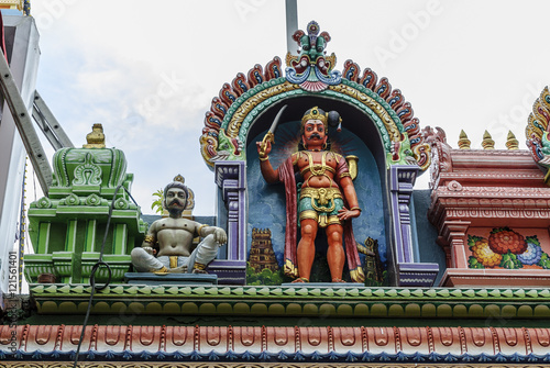 sculptures of gods and goddesses in the temple Sri Veeramakaliamman Temple in Singapore