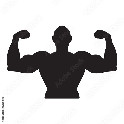 Fitness and Bodybuilding icon. Muscle man icon. Vector illustration.