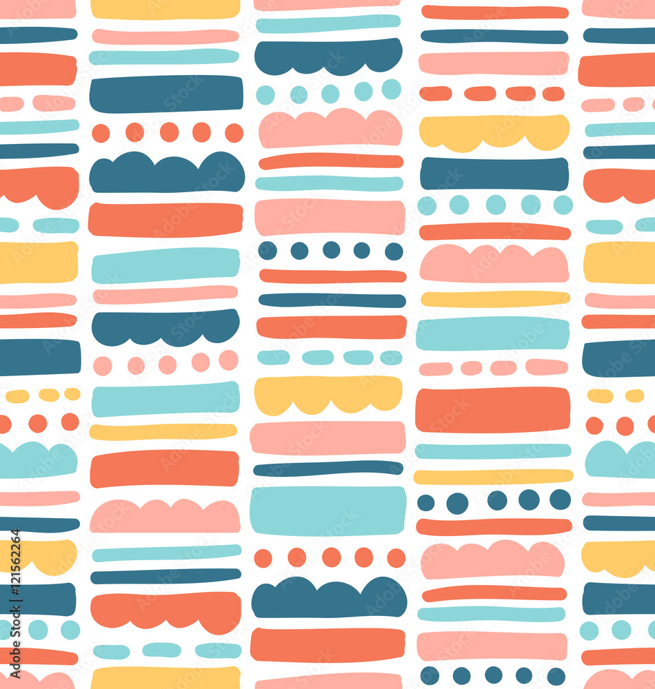 Abstract seamless pattern with stripes and dots