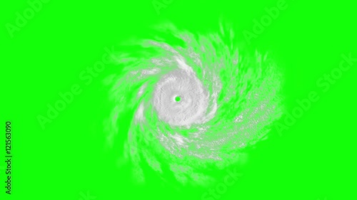 Tropical cyclone on green screen, CG animation photo