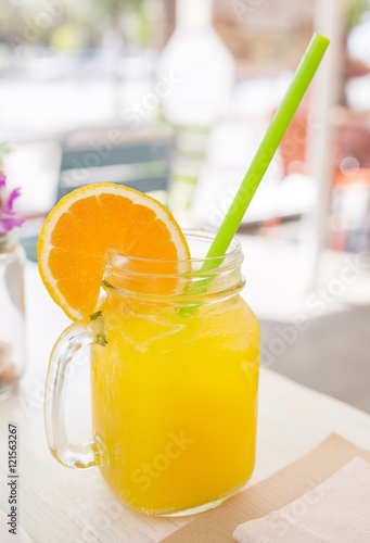 Orange juice in a jar