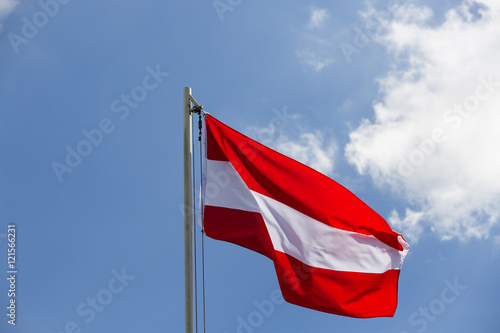 National flag of Austria on a flagpole