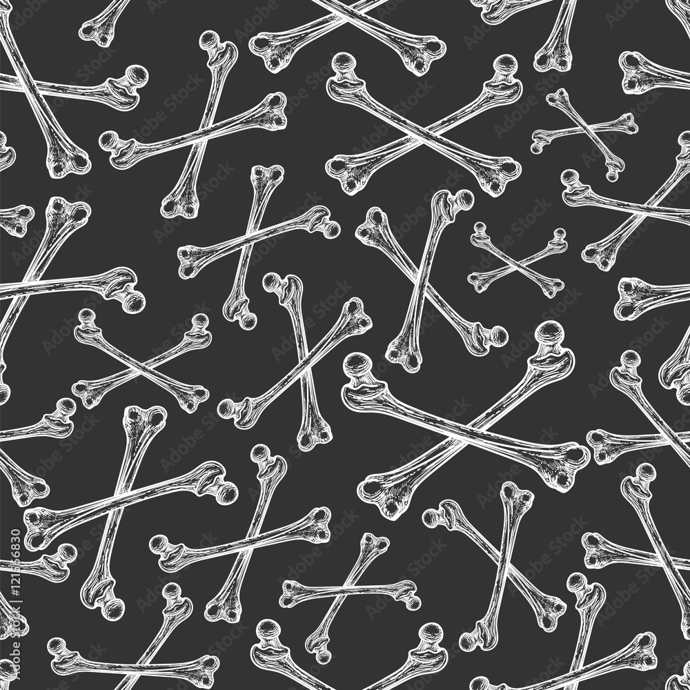 Obraz premium Drawing bones seamless pattern. Pirate background vector illustration