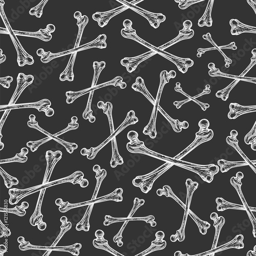 Drawing bones seamless pattern. Pirate background vector illustration