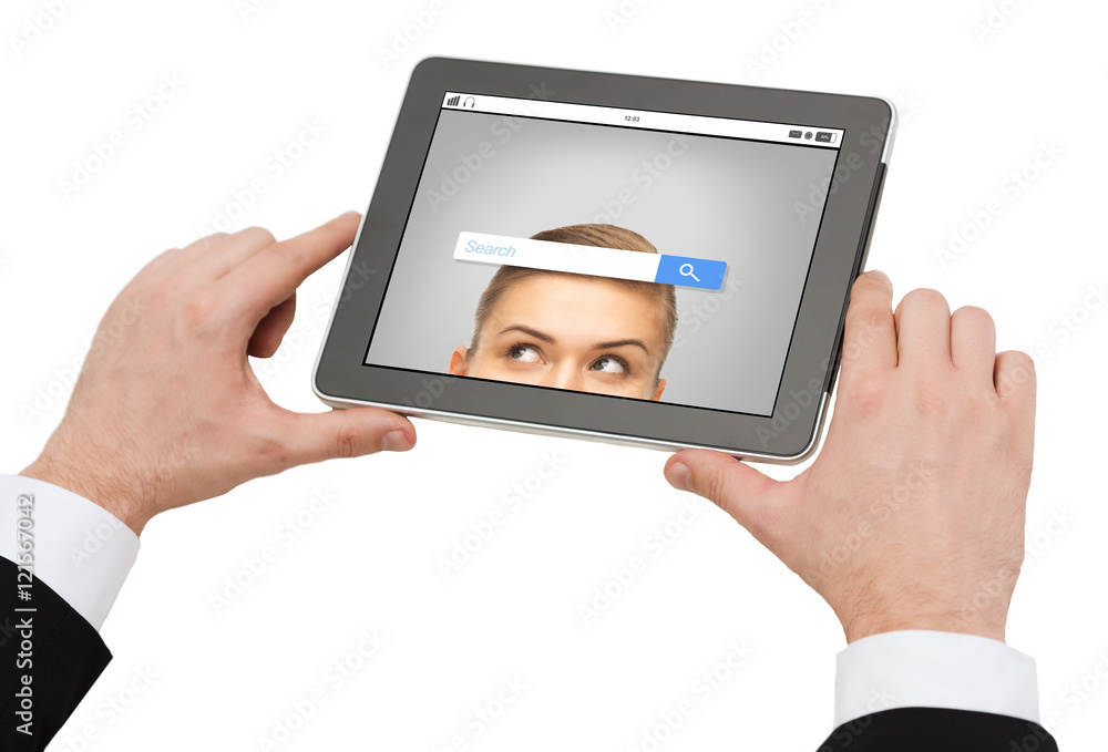 close up of hands holding tablet pc with