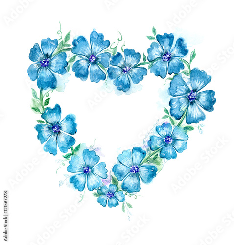 watercolor floral heart