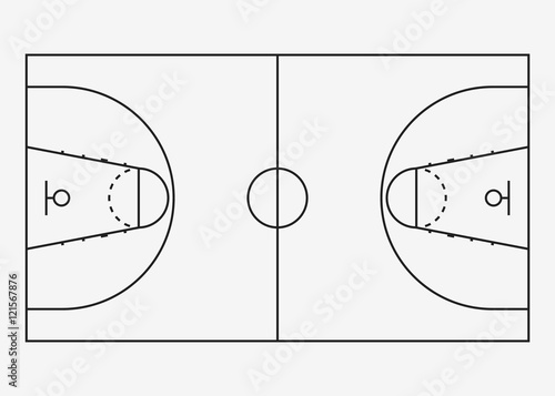 Basketball court / field - top view. Proper markings and proportions according standards. Vector illustration, eps 8. © maryna_stamatova