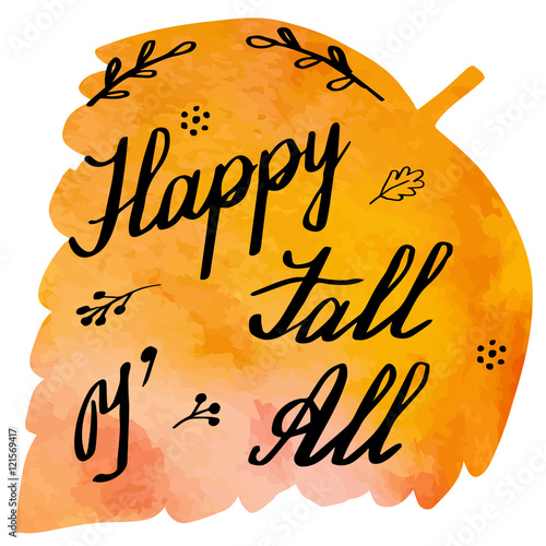Autumn watercolor banner with hand lettering