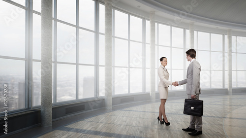 Business partners handshake . Mixed media © Sergey Nivens