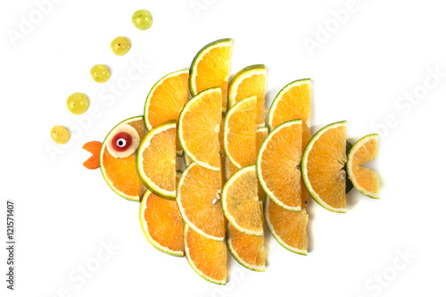 Food art creative concepts. Funny animal made of fruits and vegetables over  a white background. Stock Photo | Adobe Stock