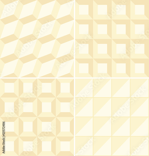 Set of 4 geometric beige patterns in separated swatches