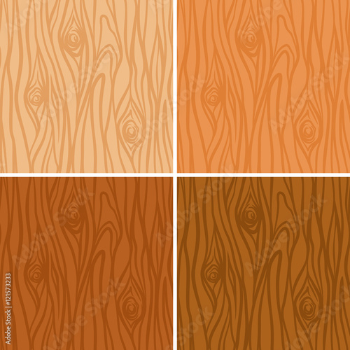 Seamless wooden texture pattern set in 4 colors