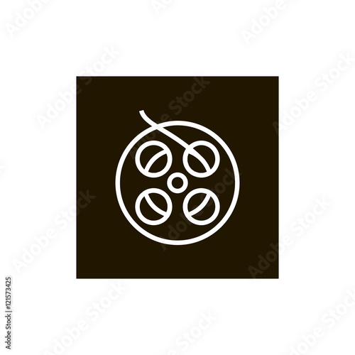 Film reel icon vector, clip art. Also useful as logo, square app icon, web UI element, symbol, graphic image, silhouette and illustration.