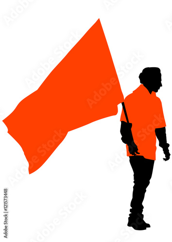 Man with flags on white background