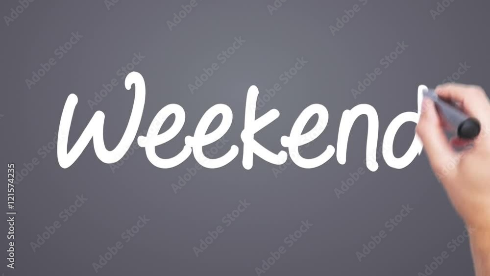 Weekend - concept with hand writing. Man writing.Words red circled. Business, technology, internet concept. Film look. 4k Weekend - concept with hand writing. Man writing.Words red circled. Business, technology, internet concept. Film look. 4k