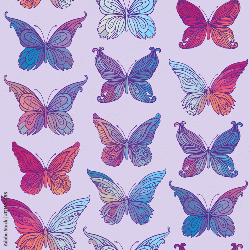 Obraz premium Seamless patterned butterfly background, vector