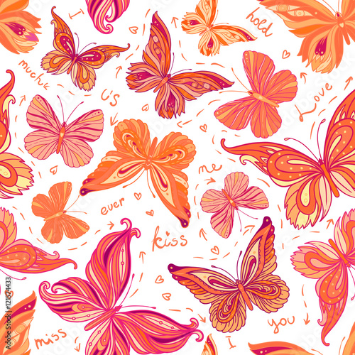 Seamless patterned butterfly background  vector