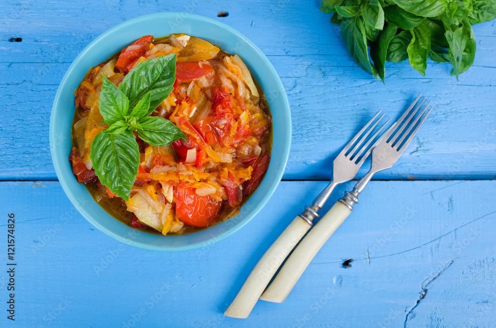 Italian peperonata: roasted bell pepper Italian peperonata: roasted bell pepper