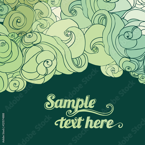 Vector color abstract hand-drawn hair pattern with waves and clo