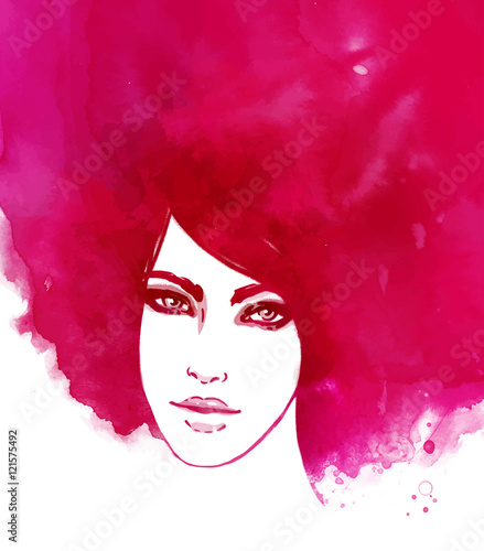 Amazing watercolor portrait of beautiful women
