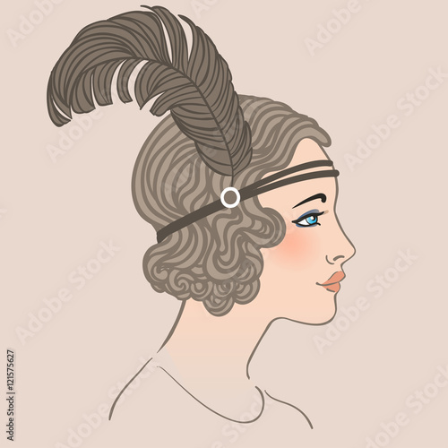 Flapper girl: Retro party invitation design.