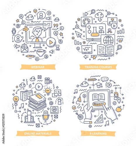 Online Learning Doodle Illustrations