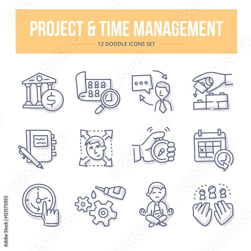 Project & Time Management Doodle Icons