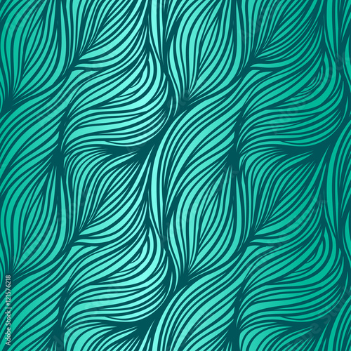 Vector color abstract hand-drawn hair pattern with waves and clo