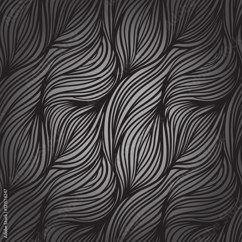 Vector color abstract hand-drawn hair pattern with waves and clo