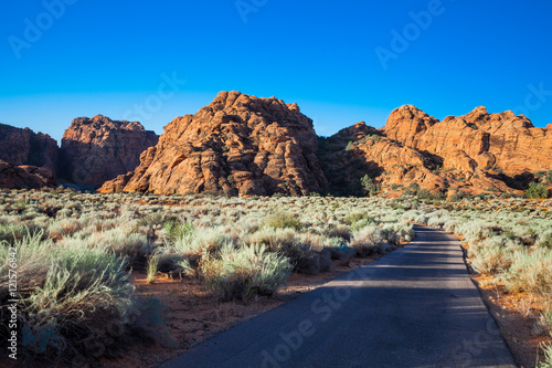 Snow Canyon State Park -Ivins -Utah. This scenic desert  red rock park has numerous trails, canyons, and spectacular vistas.