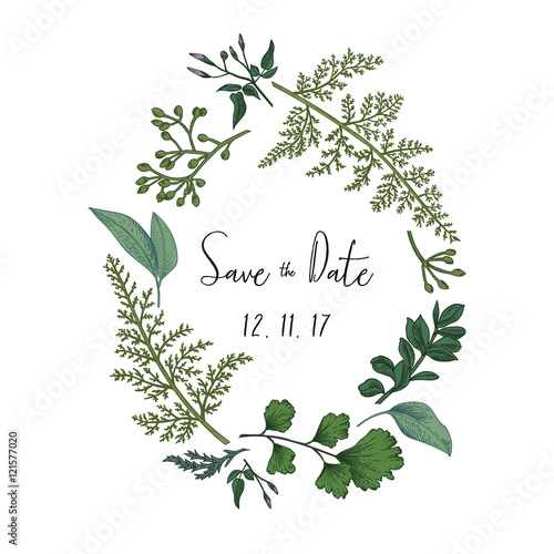 Wreath with herbs and leaves