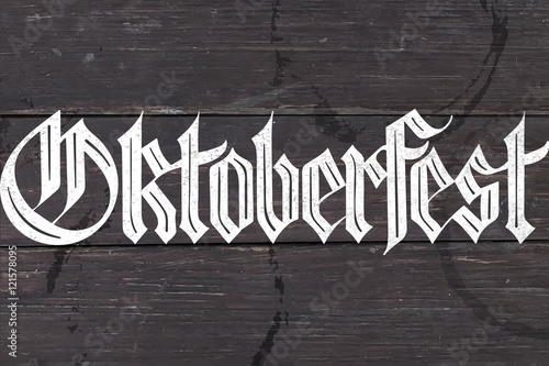 Lettering Oktoberfest for Oktoberfest Beer Festival. Hand drawn lettering of fraktur font for bar menu, t-shirt print and beer themes. Oktoberfest celebration design. Vector Illustration
