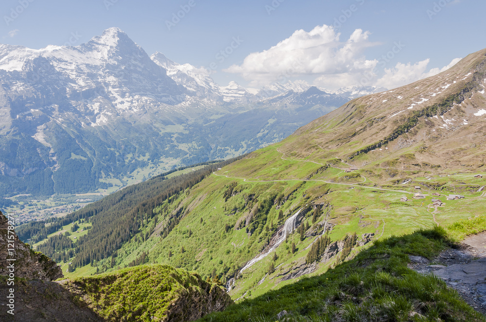 Grindelwald, Alpen, Berner Oberland, First, Wanderweg, Waldspitz, Eiger, Mönch, Jungfrau, Wanderferien, Schweizer Berge, Sommer, Schweiz