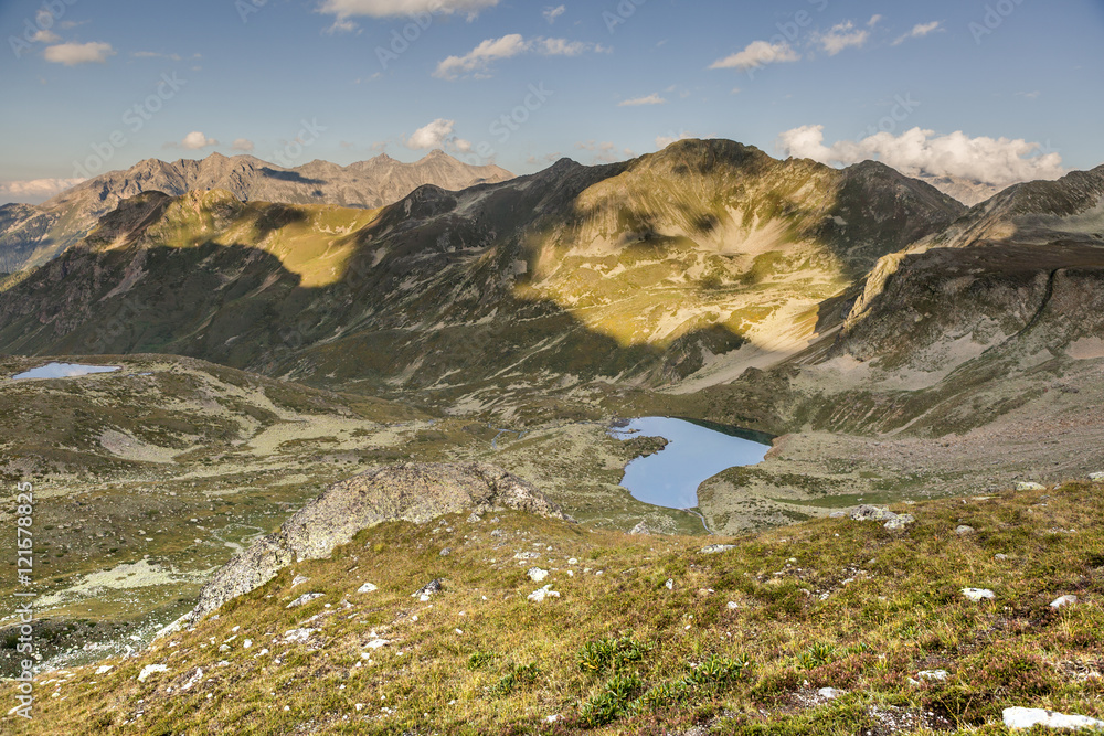 Fototapeta premium Mountain landscape. Pass Uchkulan. Highland lake