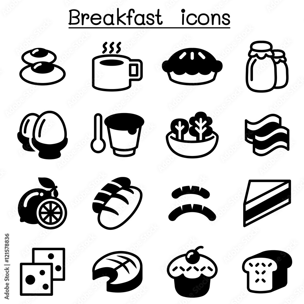 Breakfast icons set Breakfast icons set