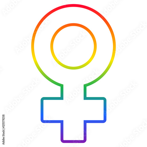 Lesbian symbol, rainbow flag Venus symbol isolated