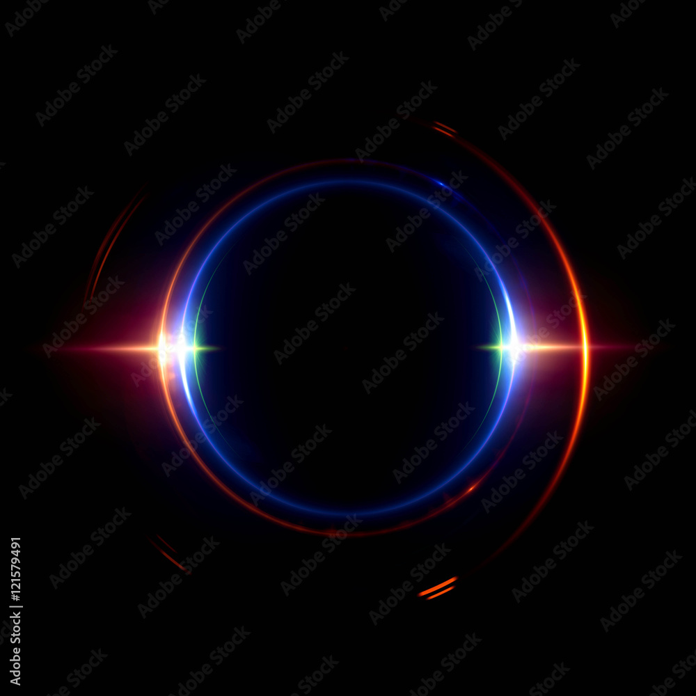Obraz premium Abstract ring background with luminous swirling backdrop. Glowing spiral. The energy flow tunnel. Shine round frame with light circles light effect. Glowing cover. Space for your message.