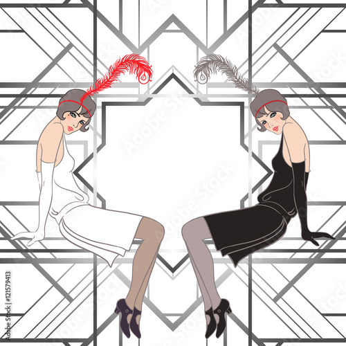 Flapper girl: Retro party invitation design.