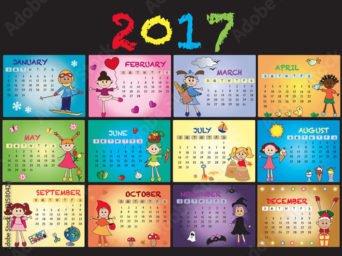 A 2017 annual calendar template.