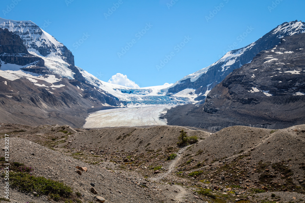 Columbia Icefield and Glacier, Icefields Parkway- Jasper National Park- Alberta- Canada  A hike to this spectacular glacier is a long and windy process.
