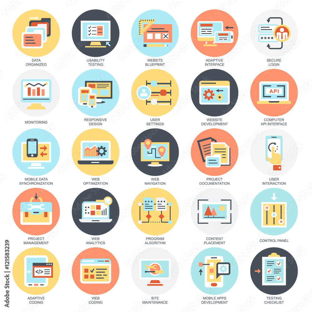 Flat icons pack of web design and development Flat icons pack of web design and development
