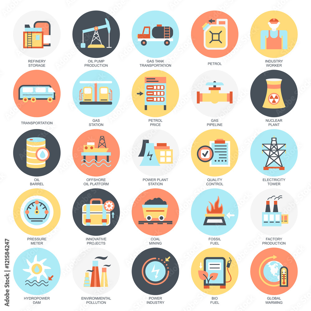 Flat icons pack of power industry Flat icons pack of power industry