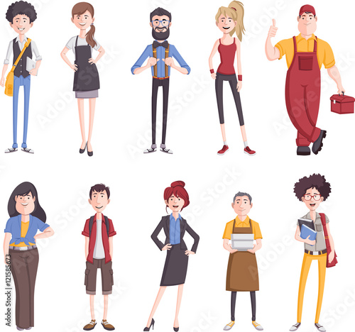 Group of business cartoon young people

