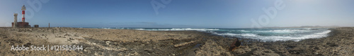 Fuerteventura, Isole Canarie: vista del faro del Toston, vicino al villaggio di pescatori di El Cotillo, il 3 settembre 2016