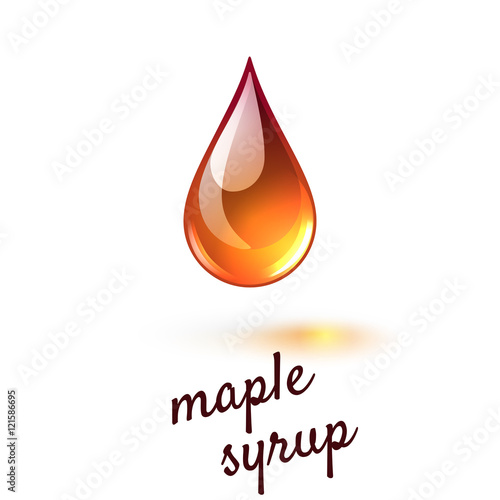 Vector illustration of drop of liquid maple syrup