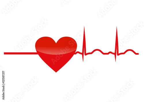Resuscitation, red heart with cardiogram