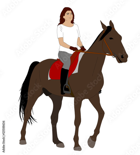 woman riding horse 2 - vector