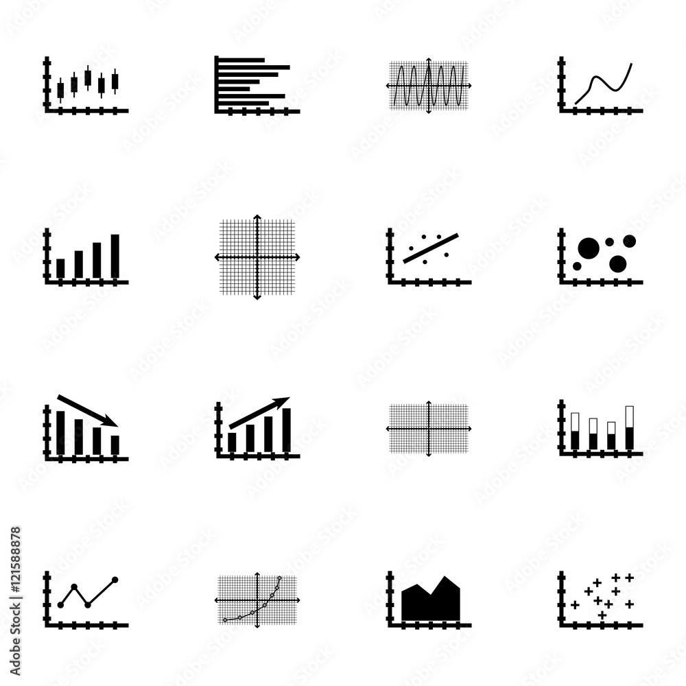 Set Of Graphs, Diagrams And Statistics Icons. Premium Quality Symbol ...
