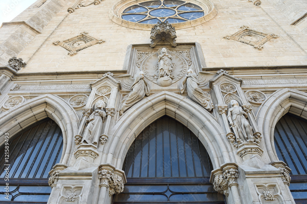New facade of Santa Maria church of Portbou, Girona province, Catalonia,Spain